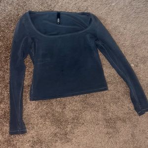 SKIMS VINTAGE SCOOP LONG SLEEVE T-SHIRT - ASH